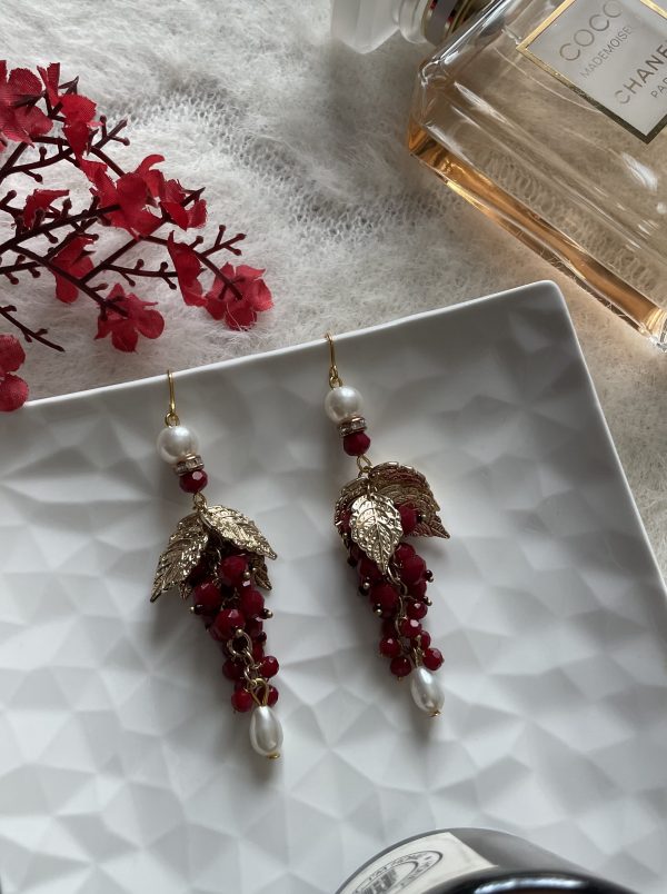 Crimson and Gold Leaf Earrings - Image 2