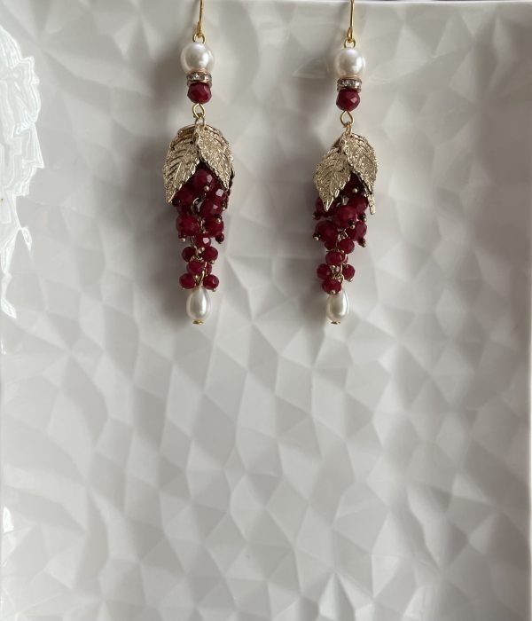 Crimson and Gold Leaf Earrings