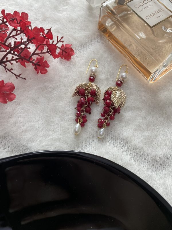 Crimson and Gold Leaf Earrings - Image 3