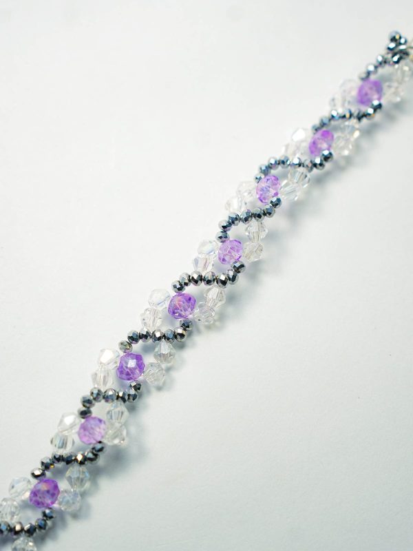 Purple and White Crystal Bracelet. - Image 3