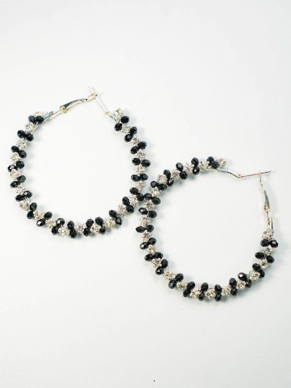 Silver and Black Crystal Earrings